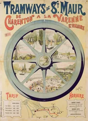 Poster publicidade Tram Bonde de St. Maur de Charenton para Varenne-Saint-Hilaire, 1894